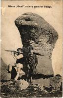 Bucsecs-hegység, Butschetsch, Muntii Bucegi; Stanca Omul / Omu-csúcs fegyveres határőrvadászokkal / mountain peaks, border guards with guns (EB)