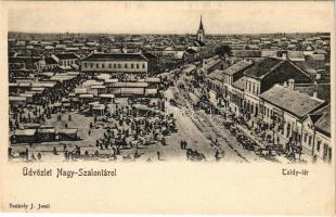 Nagyszalonta, Salonta; Toldy tér, piac. Székely J. Jenő kiadása / market