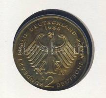 NSZK 1986. 2M "Konrad Adenauer" aranyozva érmés, bélyeges borítékon, alkalmi bélyegzővel T...