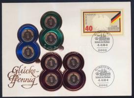 NSZK 1987. 1Pf (8x) "88.8.8. Blindheimi csata" érmés, bélyeges borítékon, alkalmi bélyegző...