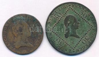 1800G 3kr Cu "I. Ferenc" + 1807S 30kr Cu "I. Ferenc" T:F patina  Huszár: 2025., Unger III.: 1401.d; Huszár: 2036 Unger III.: 1397.d