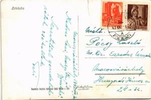 1943 Zetelaka, Zetea; Római katolikus templom, Hargita, Székely legények, tánc és kapu / church, Har...