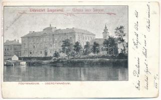 1899 (Vorläufer) Lugos, Lugoj; Főgimnázium. Nemes Kálmán kiadása / Obergymnasium / grammar school (EK)