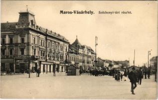 1914 Marosvásárhely, Targu Mures; Széchenyi tér, Bocsánczy Márton üzlete, piac / square, shop, market