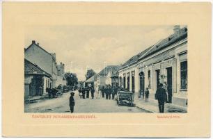 Dunaszerdahely, Dunajská Streda; Széchenyi utca, Erényi György üzlete, zsinagóga. W.L. Bp. 1911-13. Petényi Márk kiadása / street, shop, synagogue