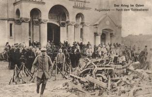 Augustów war-damaged church after mass