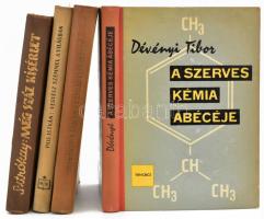 4 db kémiai témájú könyv: Sztrókay Kálmán: Kémiai kísérletek; Még száz kísérlet; Pais István: Vegyész szemmel a világban; Dévényi Tibor: A szerves kémia ábécéje. Kiadói félvászon-kötés, vegyes állapotban.