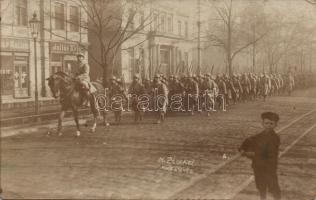 Military WWI March in Katowice in front of the bank
