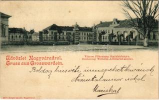 1908 Nagyvárad, Oradea; Vilmos főherceg tüzérlaktanya. Helyfi László kiadása / Erzherzog Wilhelm-Artilleriekaserne / K.u.K. military artillery barracks (EK)