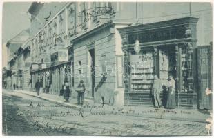 1907 Temesvár, Timisoara; Belváros, Szent György tér, Tóth Béla üzlete és saját kiadása / square, publisher's shop (felületi sérülés / surface damage)