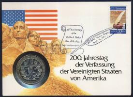 Man-sziget 1987. 1C "200 éves az Egyesült Államok Alkotmánya" érmés, bélyeges borítékon, a...