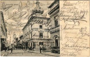 1907 Temesvár, Timisoara; Lonovits utca, Hungária szálloda. Divald Károly 782. sz. / street view, hotel (fl)