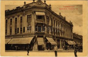 1907 Temesvár, Timisoara; Gyárváros, Kossuth tér, Délmagyarországi Jelzálog Hitelbank Részvénytársaság, Deutsch Testvérek, Steingaszner üzlete, Marokkaner szálloda / square, loan bank, shops, hotel (EK)