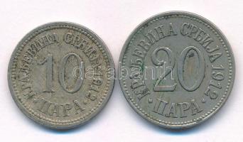 Szerbia 1912. 10p Cu-Ni + 1912. 20p Cu-Ni T:XF,VF patina Serbia 1912. 10 Para Cu-Ni + 1912. 20 Para Cu-Ni C:XF,VF patina