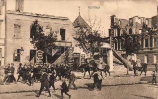 Goldap Military WWI damaged, soldiers marching in with brass band