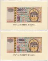 2000. 2000Ft "Millennium" bontatlan díszcsomagolásban (2x) sorszámkövetők T:UNC Adamo F56A