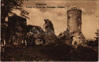 Targoviste, Tergovistye, Tirgovics; Ruine u. Turm des Schlosses Chindiei / castle ruins and tower