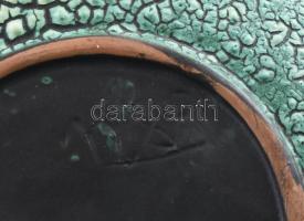 Iparművész szárazvirág váza, zsugorított mázzal, hibátlan, 18x18 cm