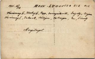 1921 Budapest XIII. Margitsziget, MOVE - Ludovica labdarúgó mérkőzés. Hátoldalon nevek: Kovásznay II...