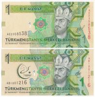 Türkmenisztán 2014. 1M + 2017. 1M 21. Ázsiai Beltéri és Harcművészeti Játékok emlékkiadás T:UNC Turkmenistan 2014. 1 Manat + 2017. 1 Manat XXIth Asian Indoor and Martial Arts Games commemorative issue C:UNC Krause P#29, P#36