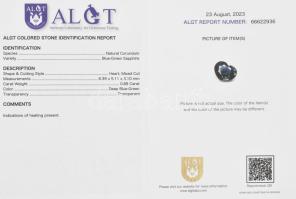 Szív alakú zafír 0,89 ct tanúsítvánnyal