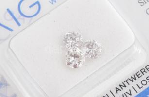 3 db gyémánt kerek brilliáns csiszolás, SI2-I1,, G-I, 0,8 ct tanúsítvánnyal