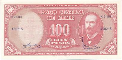 Chile 1960-1961. 100P hátlapon "10c" felülbélyegzéssel T:UNC Chile 1960-1961. 100 Pesos with "10 Centesimos" overprint on reverse T:UNC