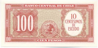 Chile 1960-1961. 100P hátlapon "10c" felülbélyegzéssel T:UNC
Chile 1960-1961. 100 Pesos w...