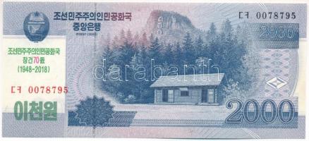 Észak-Korea 2018. 2000W &quot;A KNDK megalapításának 70. évfordulója&quot; emlék bankjegy T:UNC North Korea 2018. 2000 Won &quot;The 70th anniversary of the founding of the DPRK&quot; commemorative note C:UNC