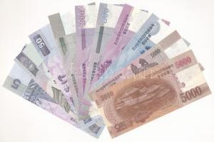 Észak-Korea 2002-2013. 5W-5000W (10xklf) MINTA felülbélyegzéssel és "0000000" sorszámmal T...