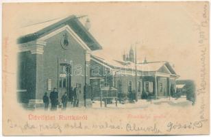 1900 Ruttka, Vrútky; Főműhelyi iroda télen. Moskóczi Ferencné kiadása / main workshop office in winter (fl)