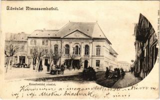 1901 Rimaszombat, Rimavská Sobota; Erzsébet tér, kávéház, piac, üzletek. Lévai Izsó kiadása / square, café, market, shops (EK)