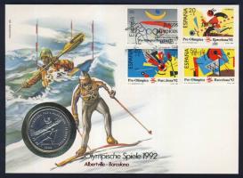 Andorra 1987. 2D "Téli és nyári olimpiák" érmés, bélyeges borítékon spanyol bélyeggel és alkalmi bélyegzővel T:1 Ismertetővel!