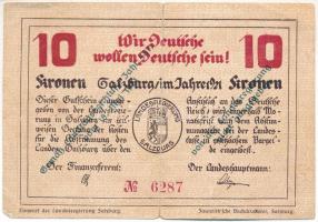 Ausztria / Salzburg 1921. 10K "Wie Deutsche wollen Deutsche sein" papír szükségpénz T:VG Austria / Salzburg 1921. 10 Kronen "Wie Deutsche wollen Deutsche sein" necessity note / notgeld C:VG