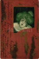 1901 Hölgy / Lady. Erika Nr. 465. Art Nouveau litho, unsigned Raphael Kirchner (EK)