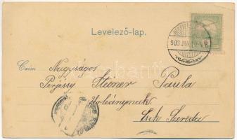 1903 Besztercebánya, Banská Bystrica; tér, szökőkút. Walther Adolf és Társai kiadása / square, fount...
