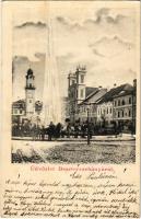 1903 Besztercebánya, Banská Bystrica; Városháza, tér, szökőkút / town hall, square, fountain (EK)