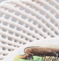 Bodrogkeresztúri fonatos mintás kínáló, jelzett, kis kopással d: 25,5 cm