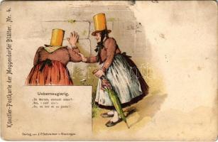 1899 (Vorläufer) Ueberneugierig. Künstler-Postkarte der Meggendorfer Blätter Nr. 4. litho s: F. Reiss (EK)