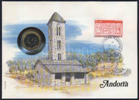 Andorra 1983. 1D érmés, bélyeges borítékon T:1 Ismertetővel!
