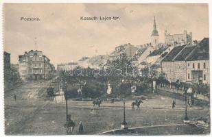 1915 Pozsony, Pressburg, Bratislava; Kossuth Lajos tér, villamos, vár / square, tram, castle (b)