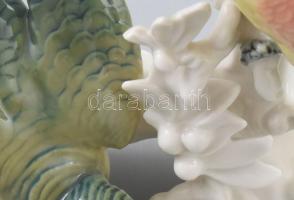 ENS papagájok. Jelzett, egyik papagáj farka hiányos, m: 15 cm