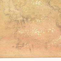 Horváth István, M. (1952-): Szentendrei templom. Vegyes technika, papír, jelezve balra lent. Hátolda...