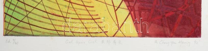 A Cheng Yan Heung (-): Ciel aprés ciel, 1992. Szitanyomat, papír, jelzett, számozott (2/30). Üvegeze...