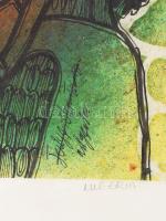 Olvashatatlan jelzéssel: Idősek ünnepségnél (The elders at ceremony). Vegyes technika, papír. Üvegez...