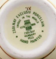 Zsolnay pillangó mintás váza, jelzett, kézzel festett, hibátlan, m: 6 cm