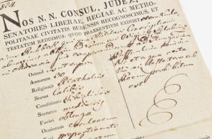 1824 Buda, latin nyelvű útlevél viaszpecséttel