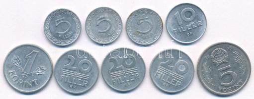 1962-1989. 5f-5Ft (9db) mind technológiai hibás veret (enyhén elfordult hátlap) T:XF-F