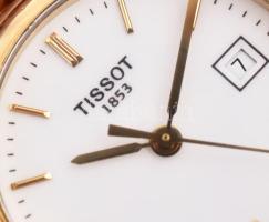 Arany (Au) 14K Tissot karóra, jelzett, quartz, dátumkijelzővel, működik, bőr szíjjal, jó állapotban,...