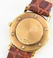 Arany (Au) 14K Tissot karóra, jelzett, quartz, dátumkijelzővel, működik, bőr szíjjal, jó állapotban,...